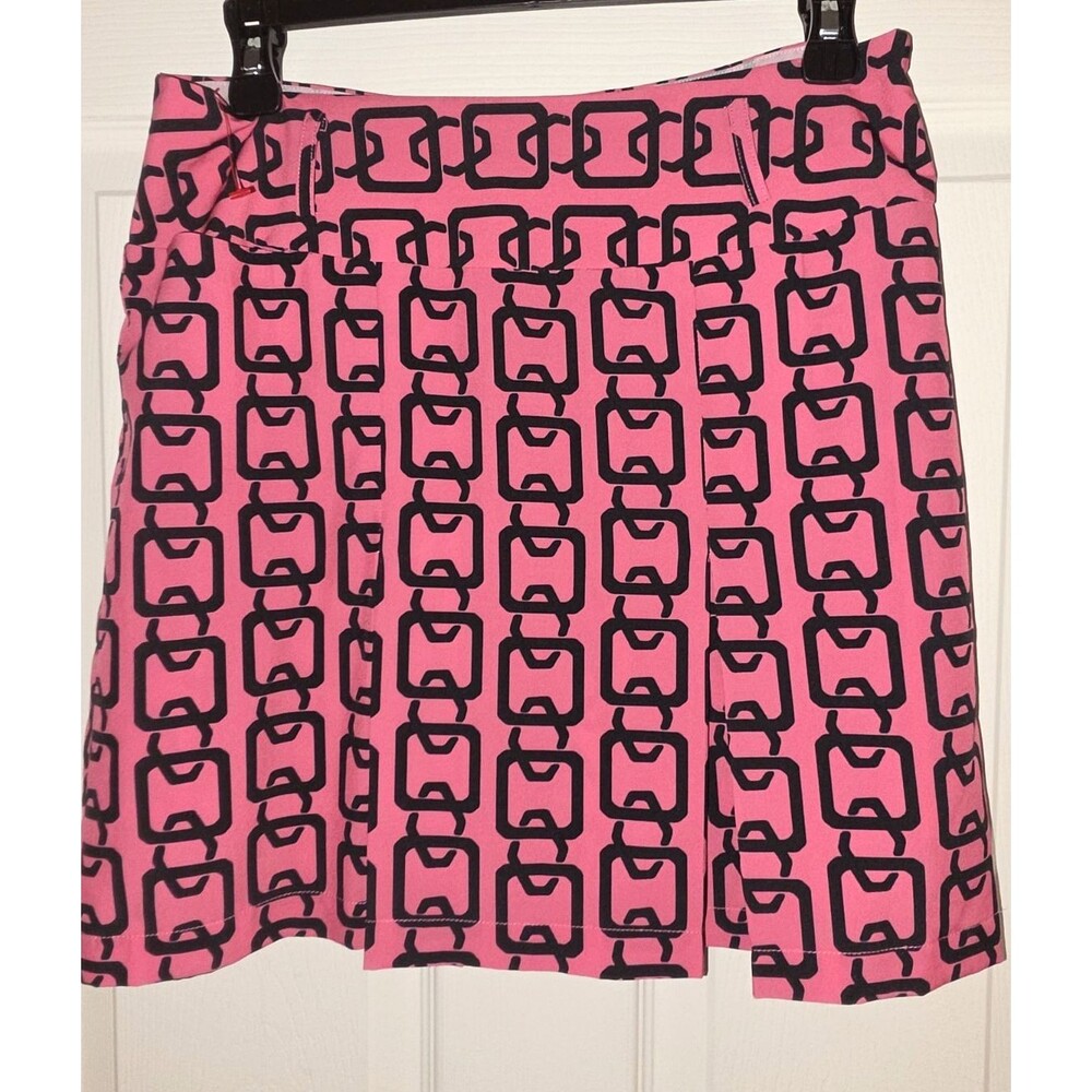 Golftini Connector Ladies Pink & Black  Mini Pleaded Golf Zipper Skort Sz 2